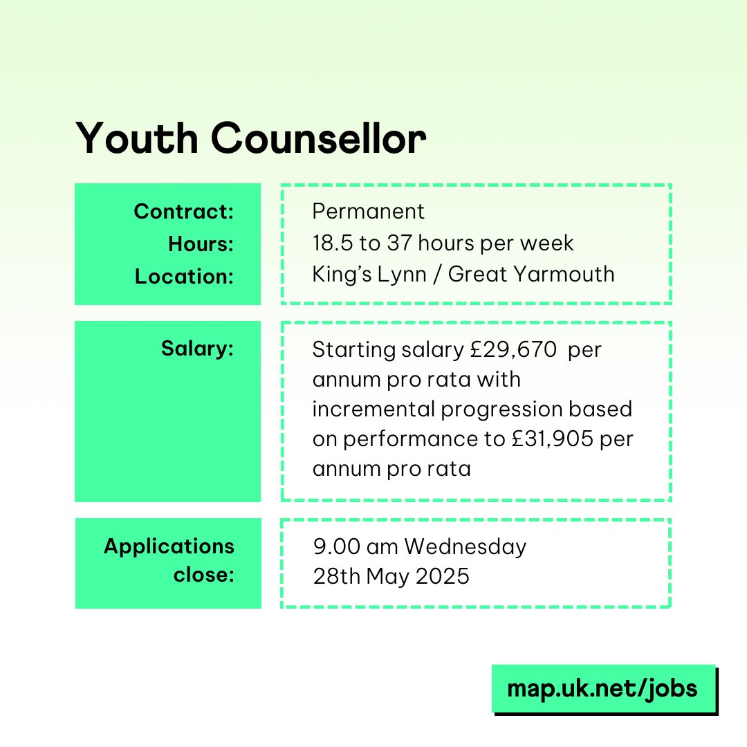📍King's Lynn / Great Yarmouth📍 Find out how to apply at map.uk.net/jobs

🔔Deadline: 9.00 am Wednesday 28th May 2025 🔔