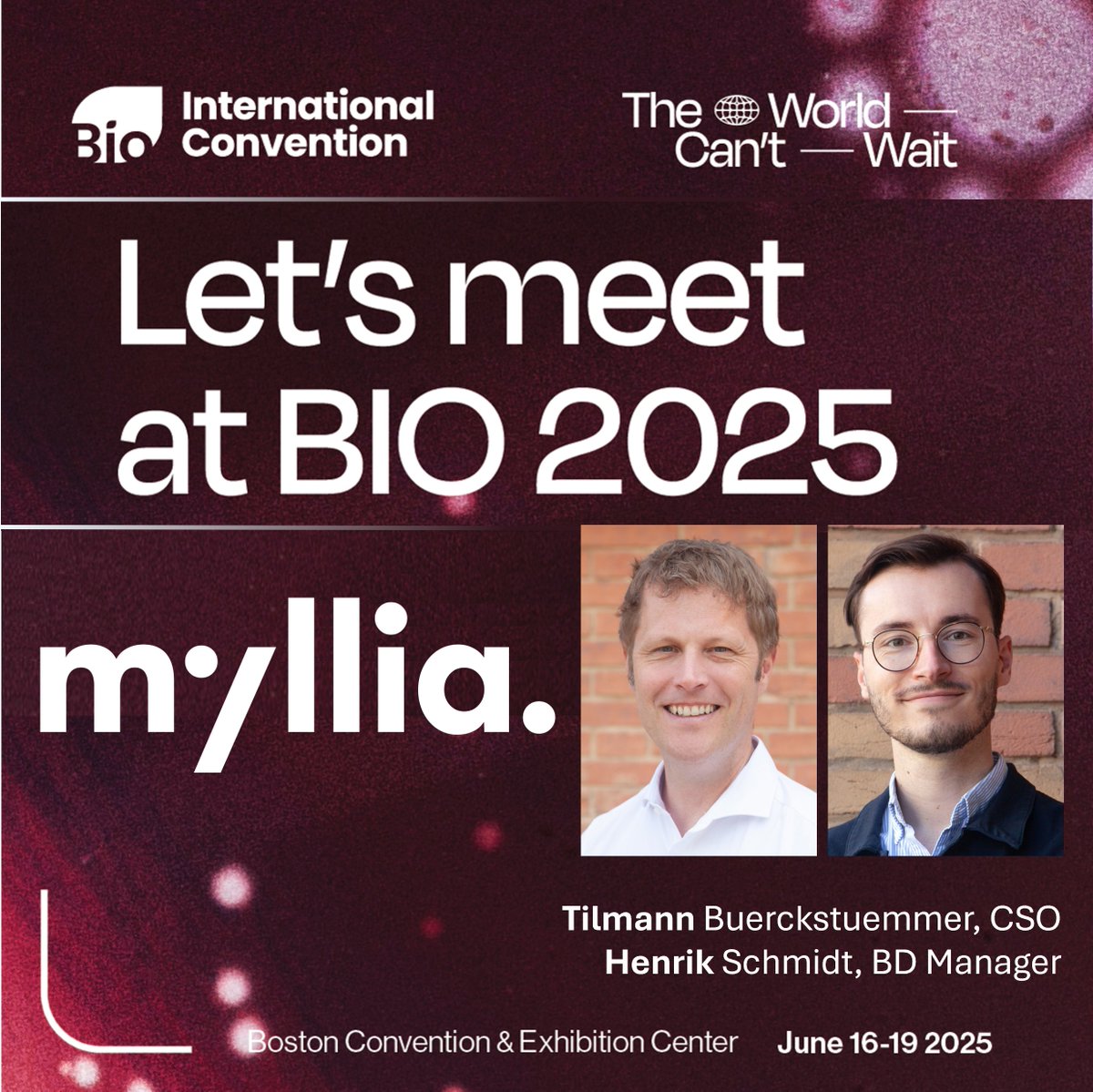 MylliaBio's tweet image. It's about one month to go until BIO US 2025 in Boston! Are you attending as well? If so, please reach out to our CSO @burckstummer and our BD Manager @henrikschm who will be attending #BIO2025 from June 16-19, 2025.
Contact us via:
📩 info@myllia.com
📰 myllia.com