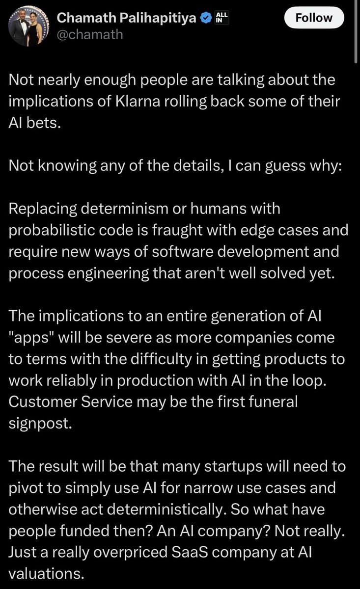 HighyieldHarry's tweet image. Regrettably Chamath is making some valid points here - if AI couldnt step in for customer service then how are we supposed to be impressed with use cases?