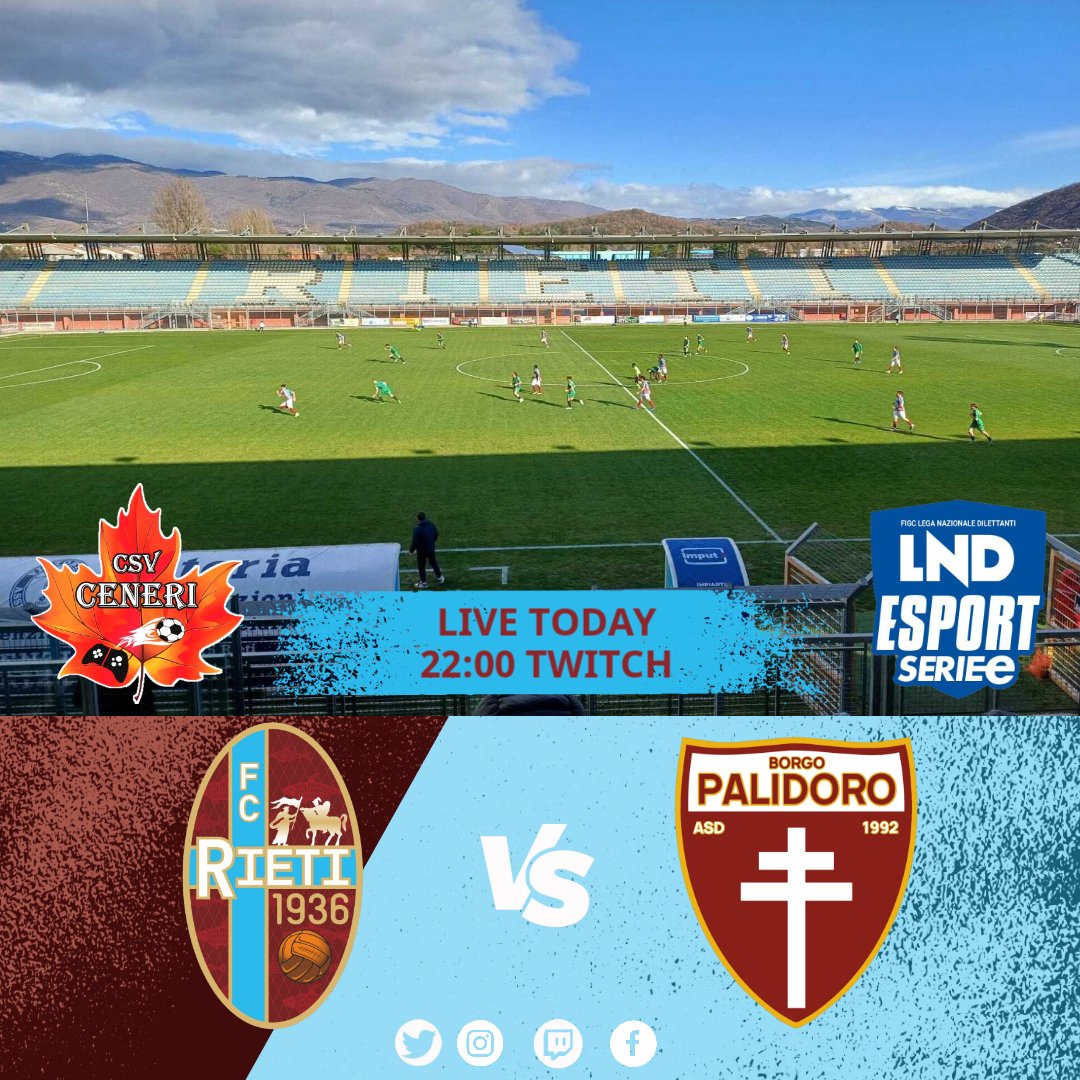 CSV Ceneri (@csv_ceneri) on Twitter photo โฝMatch Day esportโฝ
๐
| 13-05-25
๐ | <a href="/LNDEsport1/">LND Esport</a>
โฐ | 22:00
๐ | Borgo Palidoro
๐บ | Canale Streaming
twitch.tv/csv_ceneri
<a href="/pctransfermarkt/">๐ฎ๐น PRO CLUBS TRANSFERMARKT๐</a> <a href="/NewsProclub/">News Proclub</a> <a href="/ProClubITALIA/">ProClub ITALIA</a> <a href="/tanadelproclub/">La Tana del ProClub</a> <a href="/Tutto_ProClub/">Tutto ProClub</a> <a href="/RTAllProClub/">RETWEET ALL PROCLUB</a> <a href="/HouseOfProClub/">H๐ ๐ฆ๐ค๐ ๐๐ P๐ฃ๐ C๐๐ฆ๐</a> <a href="/pctransfermarkt/">๐ฎ๐น PRO CLUBS TRANSFERMARKT๐</a> @MERCATO_PROCLUB โฝMatch Day esportโฝ
๐
| 13-05-25
๐ | <a href="/LNDEsport1/">LND Esport</a>
โฐ | 22:00
๐ | Borgo Palidoro
๐บ | Canale Streaming
twitch.tv/csv_ceneri
<a href="/pctransfermarkt/">๐ฎ๐น PRO CLUBS TRANSFERMARKT๐</a> <a href="/NewsProclub/">News Proclub</a> <a href="/ProClubITALIA/">ProClub ITALIA</a> <a href="/tanadelproclub/">La Tana del ProClub</a> <a href="/Tutto_ProClub/">Tutto ProClub</a> <a href="/RTAllProClub/">RETWEET ALL PROCLUB</a> <a href="/HouseOfProClub/">H๐ ๐ฆ๐ค๐ ๐๐ P๐ฃ๐ C๐๐ฆ๐</a> <a href="/pctransfermarkt/">๐ฎ๐น PRO CLUBS TRANSFERMARKT๐</a> @MERCATO_PROCLUB