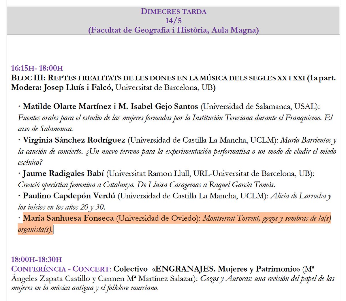 Fundació Montserrat Torrent (@fundmtorrent) on Twitter photo 👩🎓Aquest dimecres a la tarda, dins les IV Jornades Internacionals de Patrimoni Musical de la <a href="/UniBarcelona/">Universitat de Barcelona</a> , tindrà lloc una ponència sobre Montserrat Torrent a càrrec de la seva deixeble María Sanhuesa. 👩🎓Aquest dimecres a la tarda, dins les IV Jornades Internacionals de Patrimoni Musical de la <a href="/UniBarcelona/">Universitat de Barcelona</a> , tindrà lloc una ponència sobre Montserrat Torrent a càrrec de la seva deixeble María Sanhuesa.