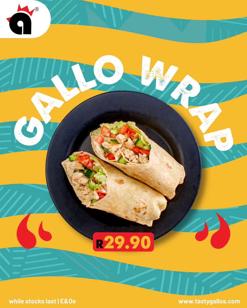 TastyGallosSA's tweet image. Wrapped in flavor, packed with goodness! 🌯🔥 Try the Gallo Wrap today! 

#TastyGallos #GalloWrap #WrapItUp
