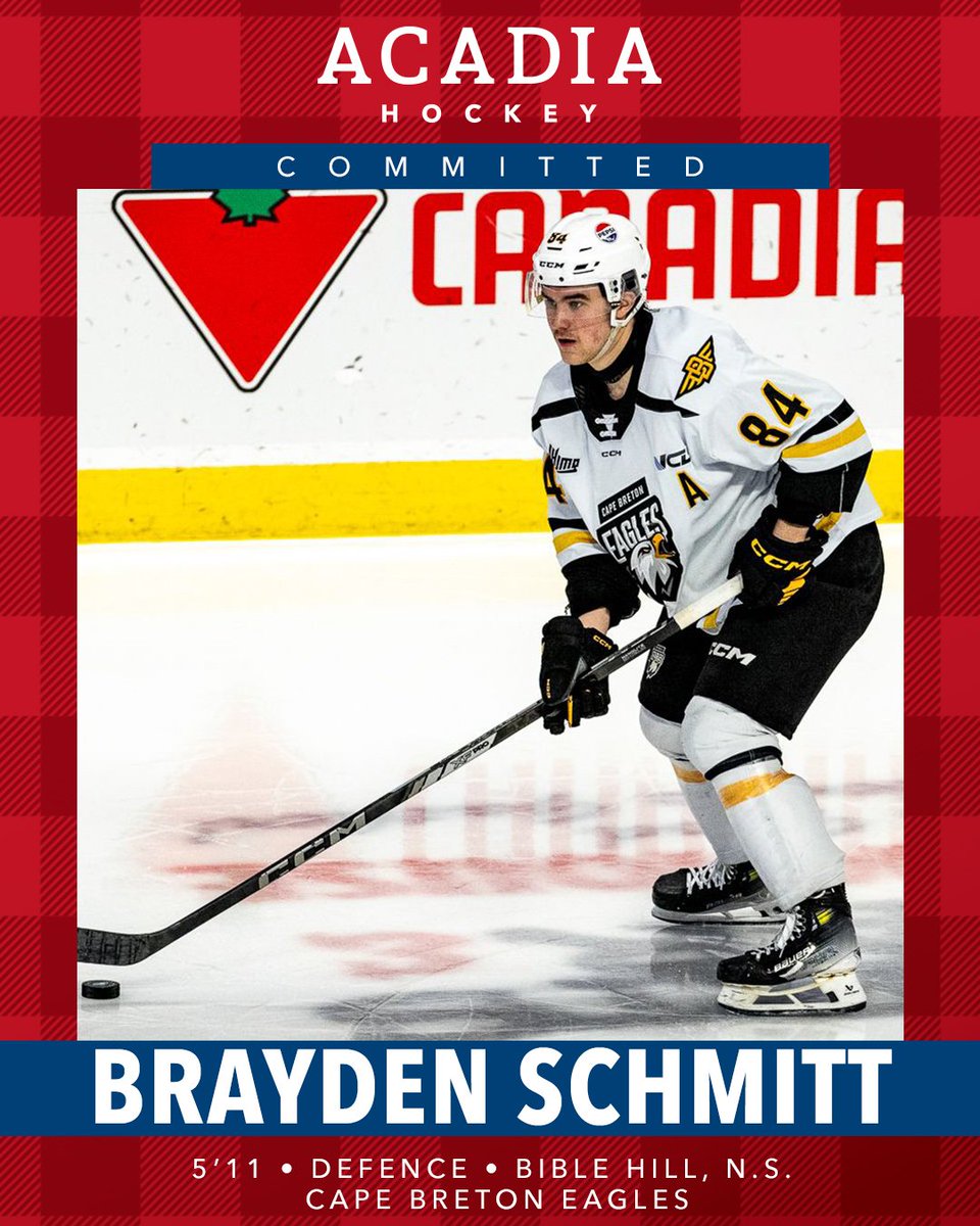 As we continue to prepare for the 2025-26 season - the Axemen hockey program has welcomed Brayden Schmitt as the first commitment for this fall. 

acadiaathletics.ca/sports/mice/20…