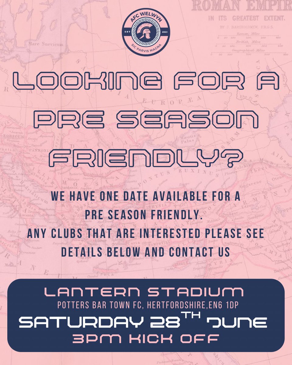 🚨TEAM REQUIRED FOR PRE SEASON FRIENDLY 🚨

Please contact us if you are available! #uptheromans <a href="/brettdon09/">B.</a> <a href="/caldon7/">C.</a> <a href="/Tjuneja1983/">TJ</a>