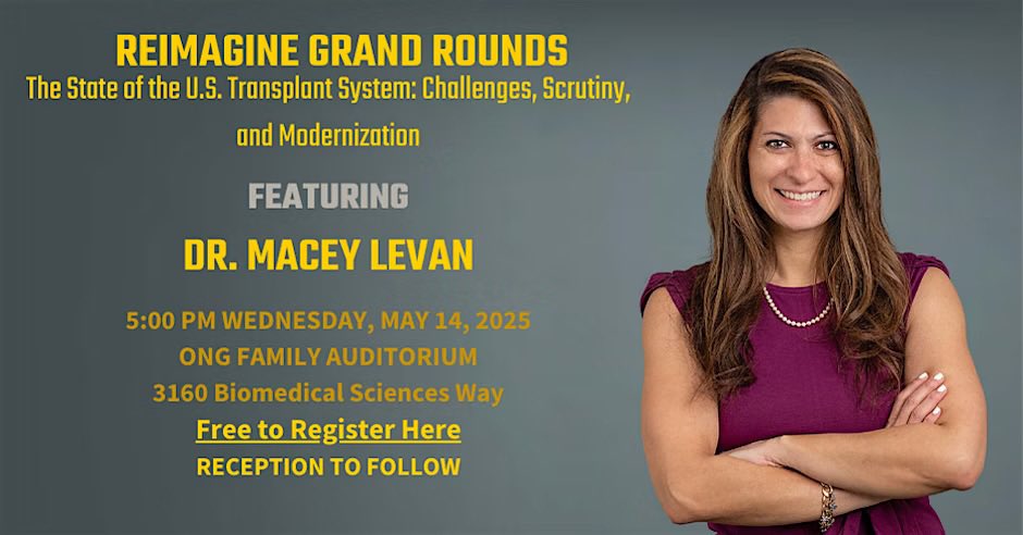 Dr. Macey Levan (@drmaceylevan) on Twitter photo Giving the inaugural Grand Rounds for the UCSD REIMAGINE Center tomorrow at 5pm. I’ll be talking about the fragility of the U.S. transplant system—and my vision for where we go from here.
Open to all, in person. Reception to follow. Southern California, come on by.
<a href="/UCSDHealth/">UC San Diego Health</a> Giving the inaugural Grand Rounds for the UCSD REIMAGINE Center tomorrow at 5pm. I’ll be talking about the fragility of the U.S. transplant system—and my vision for where we go from here.
Open to all, in person. Reception to follow. Southern California, come on by.
<a href="/UCSDHealth/">UC San Diego Health</a>