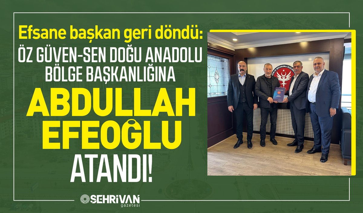 Öz Güven-Sen Doğu Anadolu Bölge Başkanlığına Abdullah Efeoğlu atandı!

sehrivangazetesi.com/oz-guven-sen-d…
<a href="/EfeogluAbdullah/">Abdullah Efeoğlu</a>