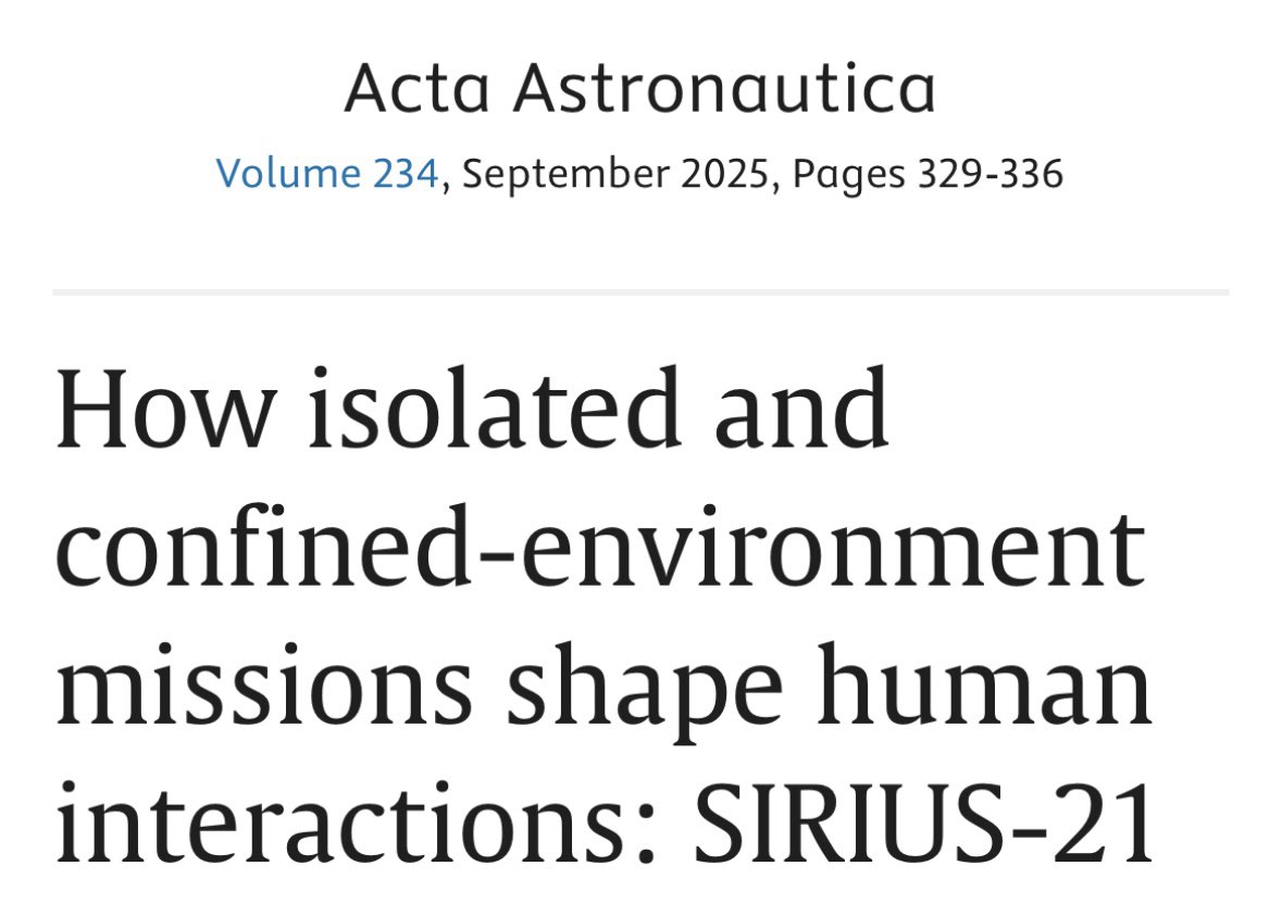 wakka0psycho's tweet image. 論文が公開されました！🪐🧑‍🚀
240日間の閉鎖実験SIRIUS-21にて、クルーの人間関係の変容を調べました。
・ミッション初期は仕事時間とプライベート時間で人間関係の様相が異なっていた
・個人間の不和はあったもののチームの結束力は保たれていた
ことなどがわかりました。
sciencedirect.com/science/articl…