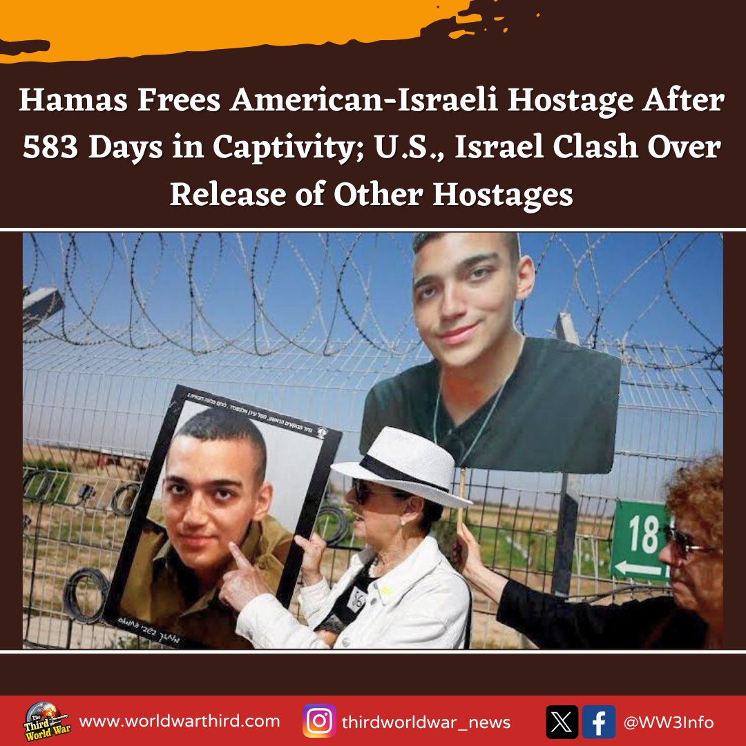 #WW3: #Hamas released American-Israeli soldier Edan Alexander after 583 days in captivity. The release followed US-Hamas talks in Qatar, with the US reportedly agreeing to demands for humanitarian aid and a #ceasefire. However, PM Netanyahu said strikes on Hamas will continue.