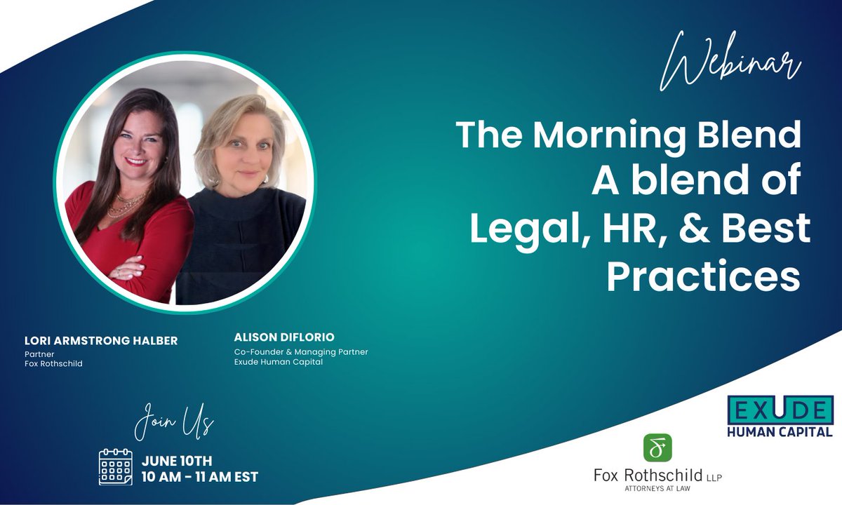 🚨 Upcoming Webinar Alert! 🚨
Join us for our next session in the Morning Blend webinar series — where legal updates meet HR best practices.
🗓️ Tuesday, June 10th
🕙 10:00–11:00 AM EST
🔗us02web.zoom.us/webinar/regist…