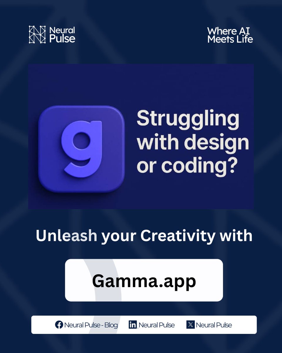 neural_pulse_ai's tweet image. Create stunning presentations, websites, and more—no design or coding skills needed. Start now. 
Let us know if you&apos;ve used the @MeetGamma app before, or it&apos;s something you’d love to use.

#GammaApp #AIPowered #ContentCreation
