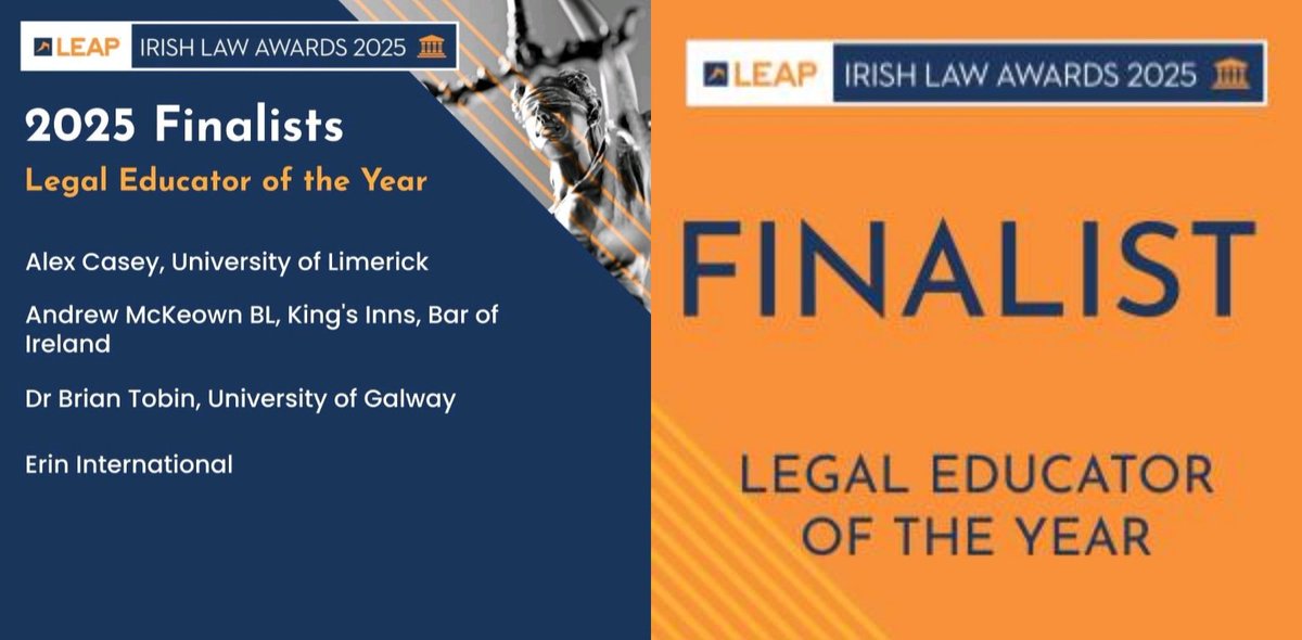 Brian Tobin (@drbriantobin) on Twitter photo Delighted to once again be a #finalist for Legal Educator of the Year <a href="/IrishLawAwards/">LEAP Irish Law Awards 2025</a> 2025. I'm the only Legal Educator shortlisted every year since the introduction of the award in 2023 so here's hoping it's 3rd time lucky! 😊 Delighted to once again be a #finalist for Legal Educator of the Year <a href="/IrishLawAwards/">LEAP Irish Law Awards 2025</a> 2025. I'm the only Legal Educator shortlisted every year since the introduction of the award in 2023 so here's hoping it's 3rd time lucky! 😊