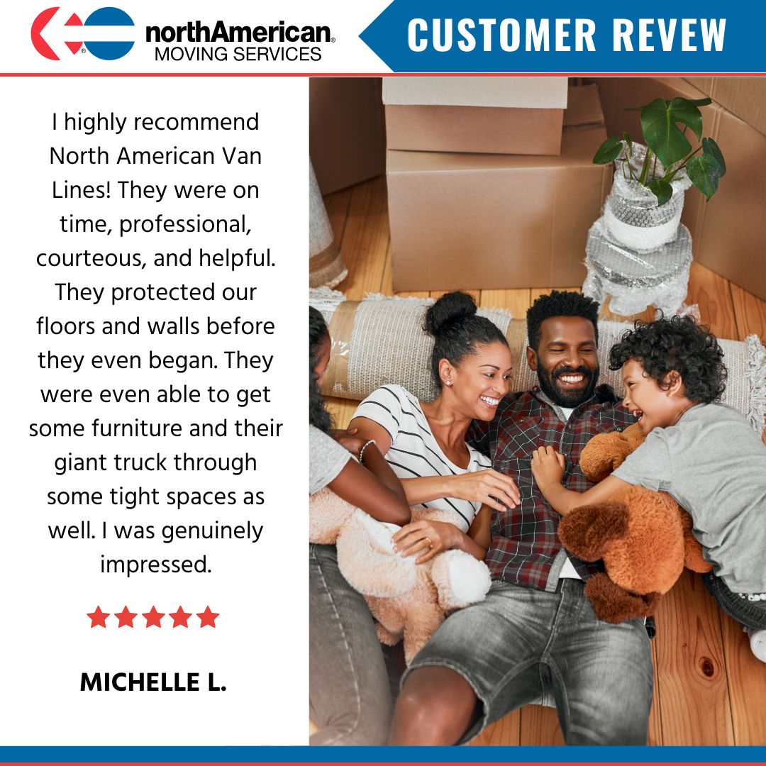 Thanks for the kind words, Michelle! North American moving crews are trained to handle furniture, enabling them to lift, carry, and maneuver bulky items safely through your home. #movingtip #moving #movingvan #home #house #newhome #movingday #spring