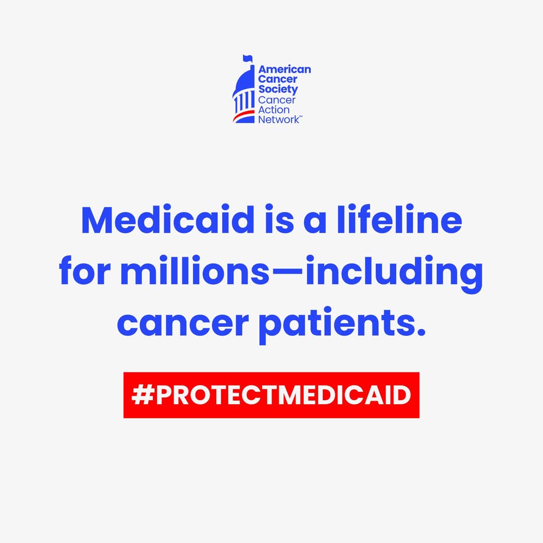 I stand with <a href="/ACSCAN/">American Cancer Society Cancer Action Network</a> in urging <a href="/RepVanOrden/">Rep. Derrick Van Orden Press Office</a> to #ProtectMedicaid because many of his constituents--veterans, seniors, students--needed healthcare at a critical time in their life. Medicaid made it possible for me to finish my cancer treatments. Make your voice heard on this issue!