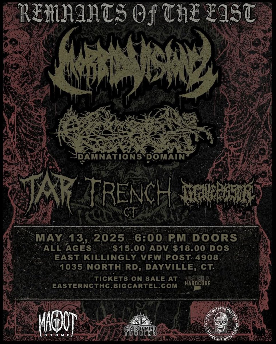 Back in CT tonight w/ Morbid Visionz &amp; Damnations Domain 

Doors at 6pm come hang on a Tuesday