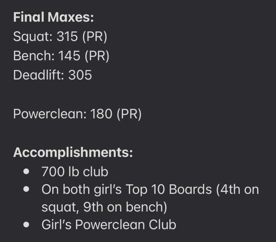 Rebecca Amos (@rebeccaamos2006) on Twitter photo I am so grateful to have been in a great weights program at my high school. Big thank you to my dad and <a href="/JoshMickey1/">Josh Mickey</a> for all of their hard work. I wouldn’t be where I am in the weightroom today without them! Here are my final maxes and achievements!🏋🏻♀️ I am so grateful to have been in a great weights program at my high school. Big thank you to my dad and <a href="/JoshMickey1/">Josh Mickey</a> for all of their hard work. I wouldn’t be where I am in the weightroom today without them! Here are my final maxes and achievements!🏋🏻♀️