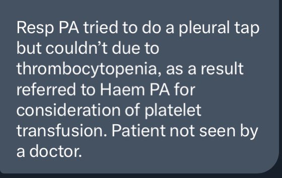 medicalmodelbri's tweet image. More dodgy PA shenanigans at Northampton . 

Respiratory PA referring to Haem PA and not a Dr in sight . 

How many more patients have come to harm ? 
@Mike88881221 @iDrSunny @Anisocyte @TomStocks1982 @DrLukeCraddock @RobLaurensonD4P @respirologist @Anisocyte