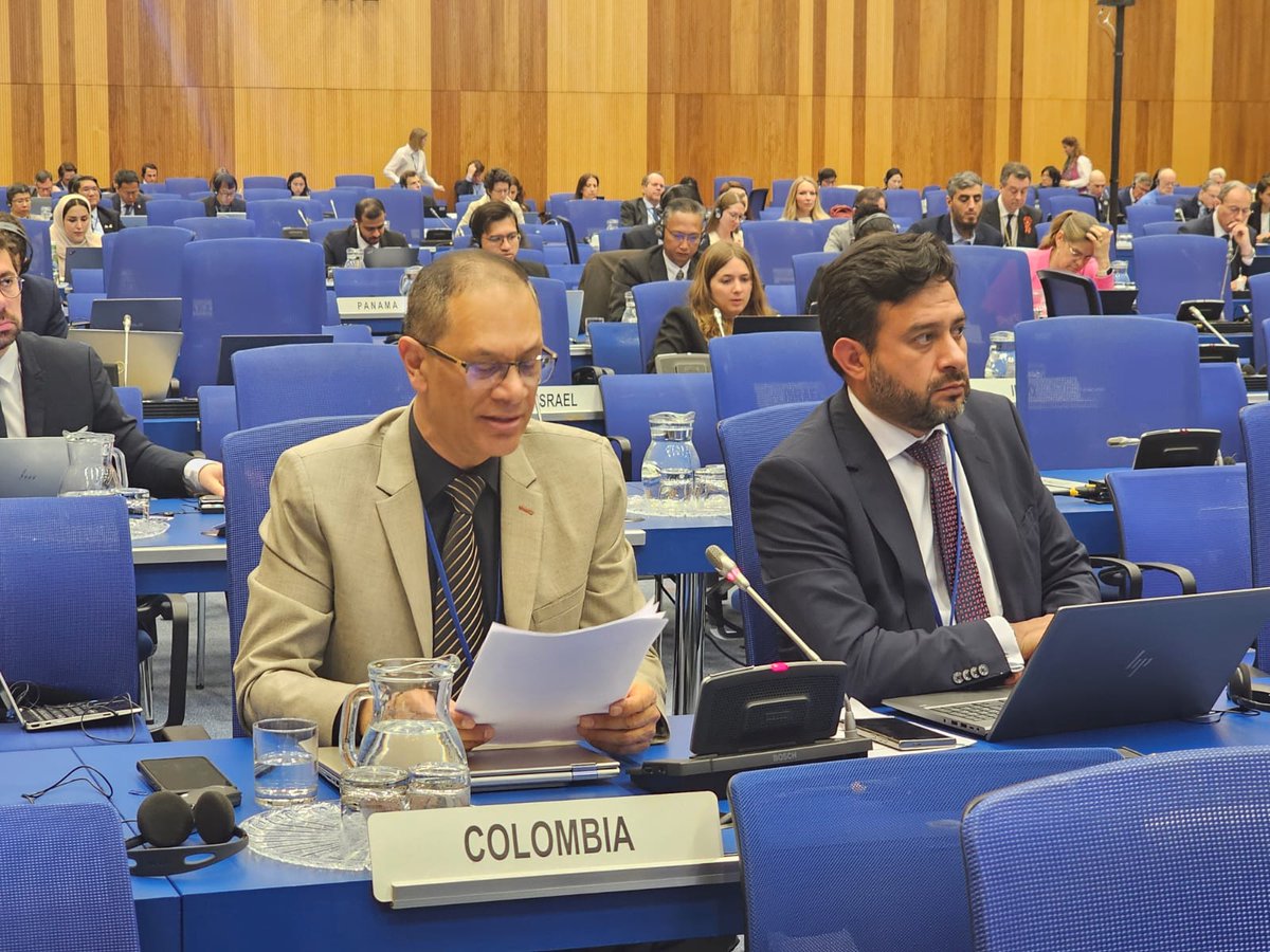 🌐🇨🇴En la 64ª sesión de la Subcomisión Legal de <a href="/UNOOSA/">UNOOSA</a> #COPUOS2025, realizada en Viena, Austria, el #IGACInternacional, en calidad de Secretaría Técnica de la Comisión Colombiana del Espacio, expuso las posiciones del país en: 

1⃣Gestión responsable de los desechos espaciales.