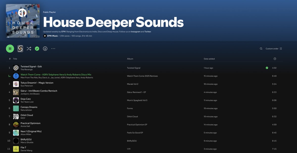Fresh Tunes ✌️

Listen &gt; tinyurl.com/EPM-House

#housemusic #newmusic #deephouse #ElectronicMusic #playlist #spotify #berlin #london #maastricht