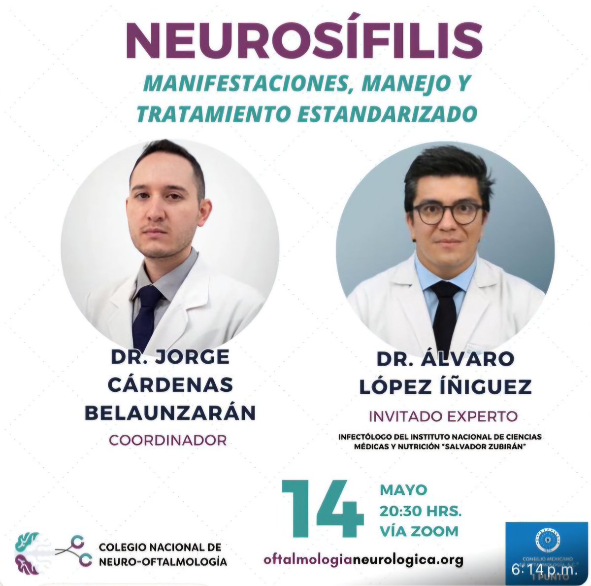 Alvaro Lopez Iñiguez (@alvarolopezmd) on Twitter photo Los invitamos el día de mañana a una discusión académica de un tema muy relevante en la práctica clínica.
Con miembros del Colegio Nacional de Oftalmología Neurológico y la Sociedad Mexicana de Oftalmología. Los invitamos el día de mañana a una discusión académica de un tema muy relevante en la práctica clínica.
Con miembros del Colegio Nacional de Oftalmología Neurológico y la Sociedad Mexicana de Oftalmología.