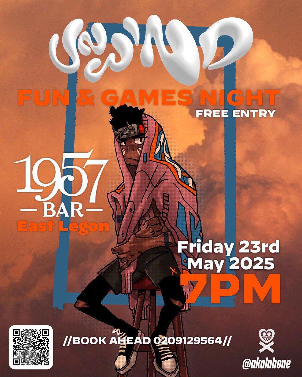 akolabone's tweet photo. UNWIND Vol. 3 ,It’s games, vibes &amp; good energy on Friday, May 23rd at the @the1957bar , East Legon 🎉
Free entry | Dress code: Smart Casual
Rock AKB merch for special discounts + shop fresh drops on-site 👕
Let’s UNWIND 💥 #Akolabone #AKBunwind3 https://t.co/0JQsfUaVDi