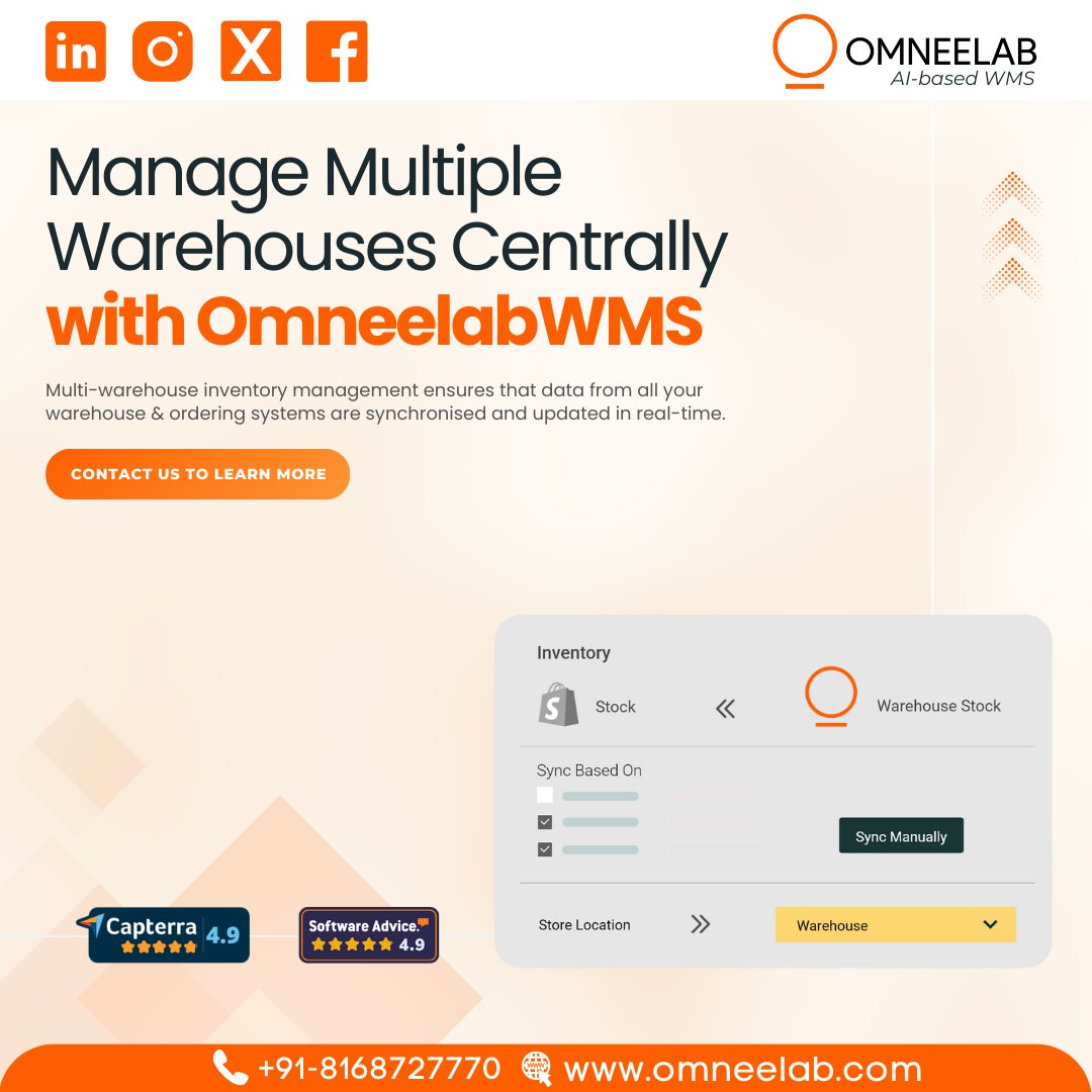 Effortlessly manage multiple warehouses with Omneelab WMS! Synchronize inventory data in real-time, streamline operations, and make smarter decisions. Take control of your inventory like never before!

💻 Connect@omneelab.com
📅 Schedule: calendly.com/intial-call-om…