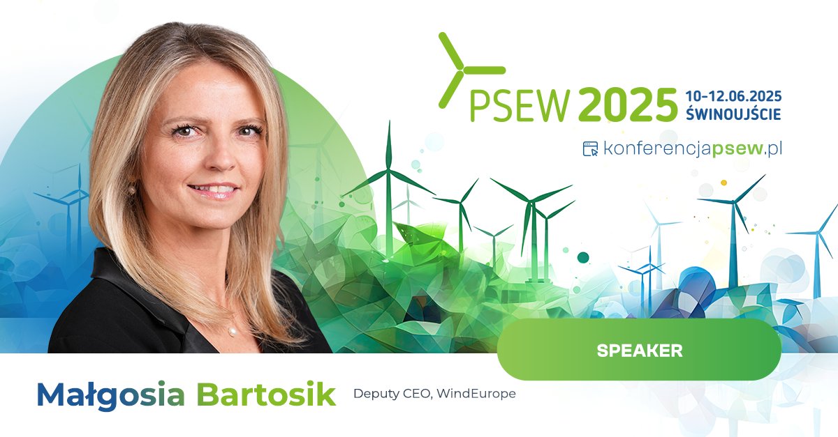 PSEW (@psew_pwea) on Twitter photo 💨 Małgosia Bartosik, pełniąca funkcję zastępcy dyrektora generalnego WindEurope, kolejną ekspertką na #PSEW2025!
📆 10–12 czerwca 2025
📌 Świnoujście
🔗 Link do rejestracji: konferencjapsew.pl 💨 Małgosia Bartosik, pełniąca funkcję zastępcy dyrektora generalnego WindEurope, kolejną ekspertką na #PSEW2025!
📆 10–12 czerwca 2025
📌 Świnoujście
🔗 Link do rejestracji: konferencjapsew.pl