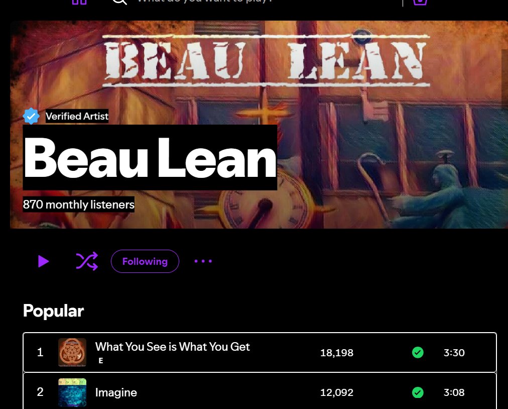 Beau_Lean_'s tweet photo. I'm 1 of those🎼#indiemusicians👨🏽‍🎤 #Trending 📈⏩now!! I was getting #ATTN 800➕ #Listening  per month 2 MY #Spotify 📲&amp; I got my #Songs 🎼▶️631 times on the #Radio 📻BAM TRAGEDY⚡️I was UNKNOWN 2 MY OWN #Biometrics instant #ShadowBan⛔️Help me get BACK on🔝
https://t.co/i9NlDfcjOK https://t.co/Bu73eJG7Th