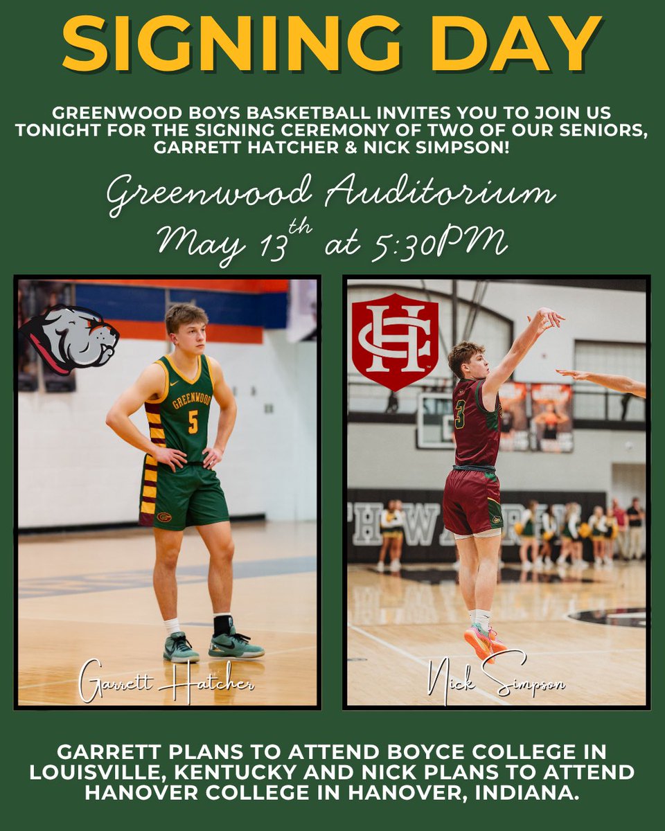 Today at 5:30! <a href="/GarrettHatcher7/">Garrett Hatcher</a> <a href="/N1cksimp/">Nick Simpson</a> <a href="/GreenwoodMBB/">Greenwood Basketball</a>