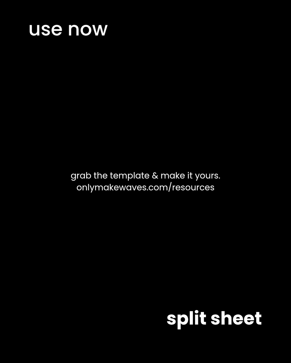 Independent artists don’t overlook your splits. We just released a free split sheet template to help you track song contributions, protect your rights, and get paid properly.

Link in Bio or Download it here: onlymakewaves.com/resources