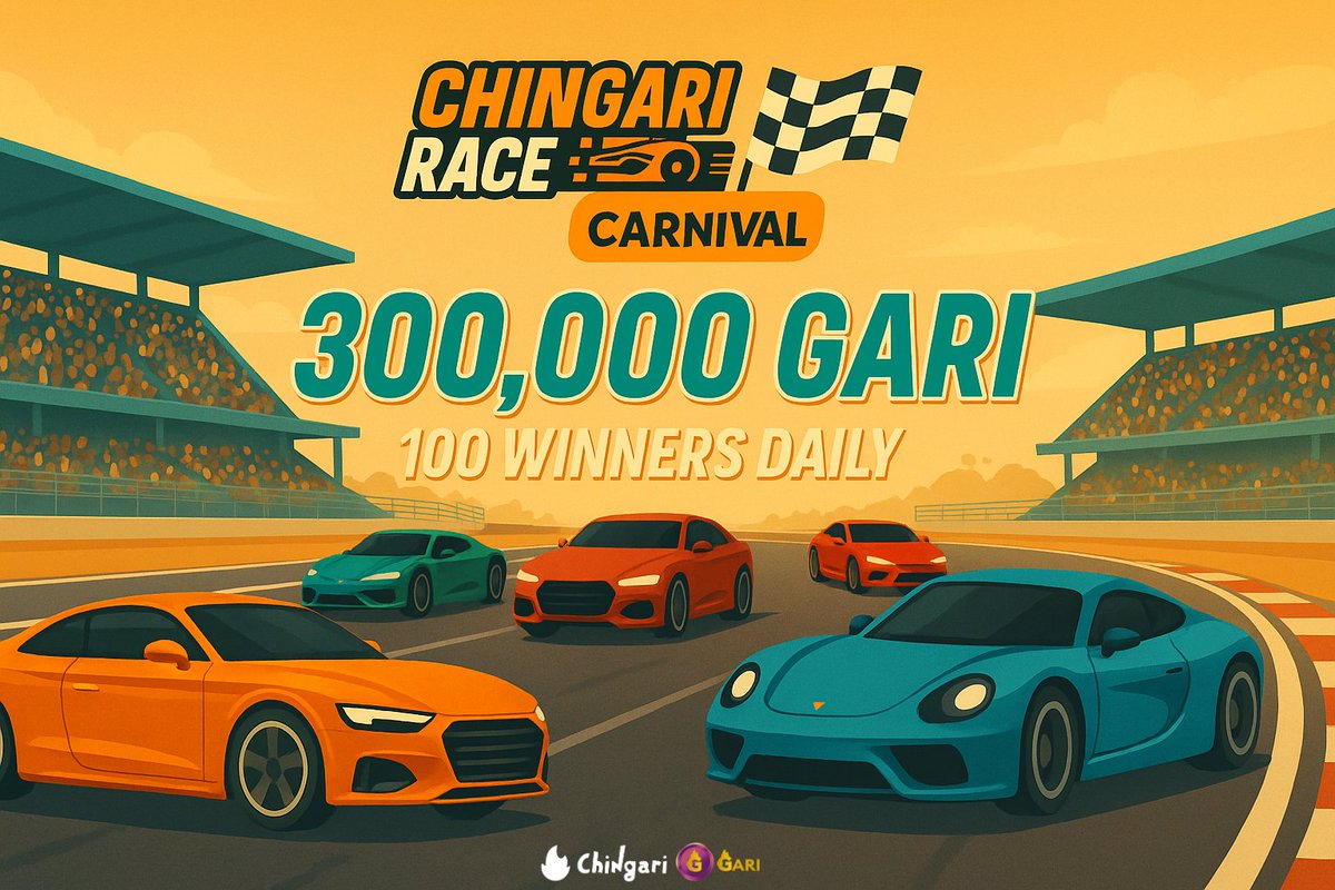 🏎️ Welcome to The Most Thrilling Game Contest— The Chingari Race Carnival!

💰 300,000 $GARI Prize Pool!
🎯 100 Winners Every Single Day!
🎡 Non-stop thrills, fun, and rewards!

🔥 Don’t Just Watch— Race, Win &amp; Celebrate!

📲 Download Chingari NOW &amp; Join the Fun!