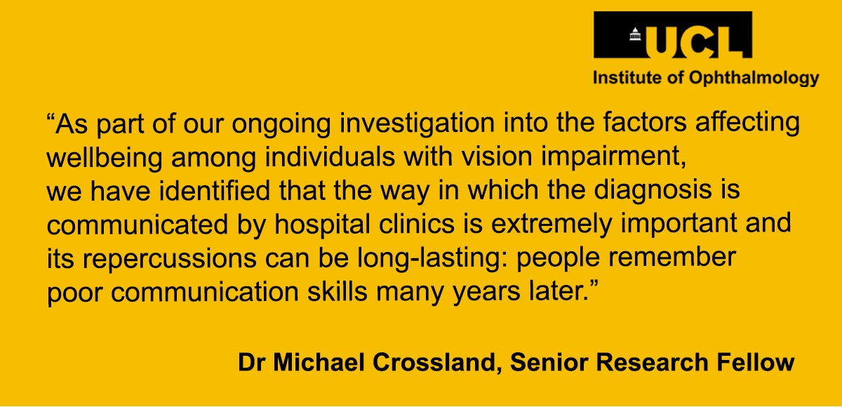 UCL Institute of Ophthalmology (@ucleye) on Twitter photo It's #MentalHealthAwarenessWeek. We reached out to <a href="/UCLeye/">UCL Institute of Ophthalmology</a>'s Dr Crossland for an update on his research on sight loss and mental health. A key emerging theme is the importance of communication during patients’ diagnostic processes. ucl.ac.uk/ioo/news/2024/…
#EyeHealthIsMentalHealth It's #MentalHealthAwarenessWeek. We reached out to <a href="/UCLeye/">UCL Institute of Ophthalmology</a>'s Dr Crossland for an update on his research on sight loss and mental health. A key emerging theme is the importance of communication during patients’ diagnostic processes. ucl.ac.uk/ioo/news/2024/…
#EyeHealthIsMentalHealth
