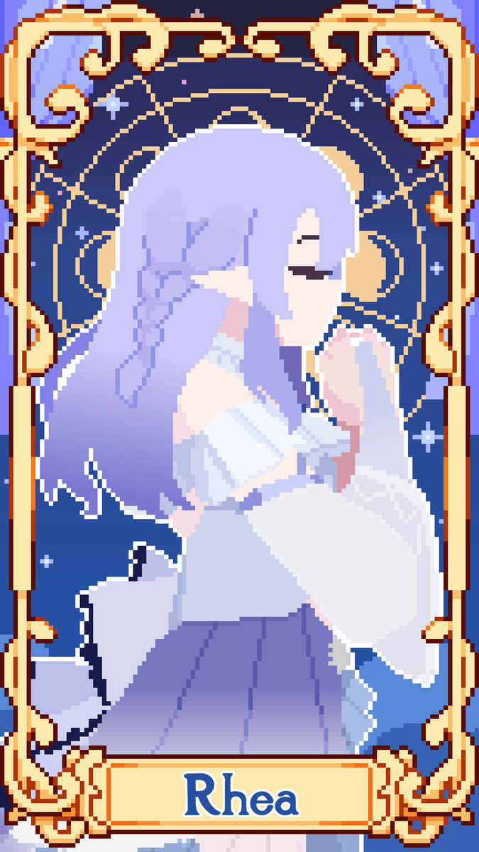 畫了蕾雅的fanart，以塔羅牌做為靈感！
希望你會喜歡！！(≧▽≦) #WitchRheart 
#pixelart #ドット絵