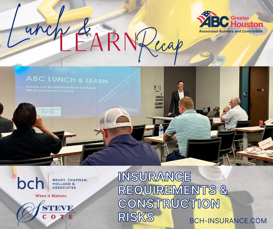 𝗚𝗿𝗲𝗮𝘁 𝗲𝘃𝗲𝗻𝘁 𝗮𝘁 𝘈𝘴𝘴𝘰𝘤𝘪𝘢𝘵𝘦𝘥 𝘉𝘶𝘪𝘭𝘥𝘦𝘳𝘴 𝘢𝘯𝘥 𝘊𝘰𝘯𝘵𝘳𝘢𝘤𝘵𝘰𝘳𝘴 𝘰𝘧 𝘎𝘳𝘦𝘢𝘵𝘦𝘳 𝘏𝘰𝘶𝘴𝘵𝘰𝘯 𝗳𝗼𝗿 𝗮𝗻 𝗶𝗻 𝗱𝗲𝗽𝘁𝗵 𝗱𝗶𝘀𝗰𝘂𝘀𝘀𝗶𝗼𝗻 𝗮𝗿𝗼𝘂𝗻𝗱 𝗜𝗻𝘀𝘂𝗿𝗮𝗻𝗰𝗲 𝗥𝗲𝗾𝘂𝗶𝗿𝗲𝗺𝗲𝗻𝘁𝘀 𝗶𝗻 𝗖𝗼𝗻𝘁𝗿𝗮𝗰𝘁𝘀 
𝗮𝗻𝗱 𝘄𝗵𝗮𝘁