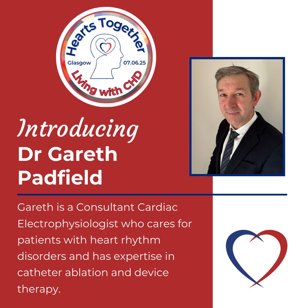 Our second speaker announcement for our Hearts Together conference.

Gareth is a Consultant Cardiac Electrophysiologist who is presenting a talk entitled "Arrhythmias in Congenital Heart Disease, from symptoms to treatment"

To buy your tickets, go to sfhearts.org.uk/hearts-togethe…