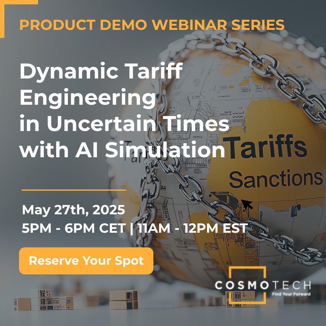 Tariff uncertainty is at a 50-year high. Making the right supply chain decisions? More complex than ever. 🗓️Join our upcoming 𝗣𝗿𝗼𝗱𝘂𝗰𝘁 𝗪𝗲𝗯𝗶𝗻𝗮𝗿 and prepare to seize the opportunities presented by the global trade rebalancing: hubs.ly/Q03mbF750
