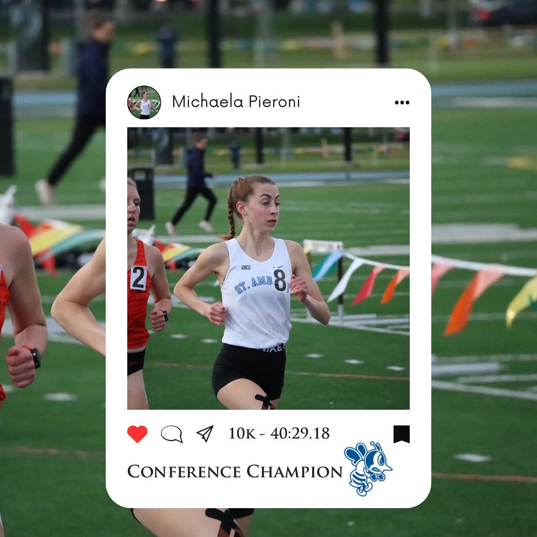 Way to go !!  Congratulations Michaela ! Our very best wishes! As an undergrad student, she was  a student worker in <a href="/SAULib/">St. Ambrose University Library</a> 's Technical Services  🐝
(Photo <a href="/SAUTFXC/">St. Ambrose TF / XC</a>  FB)