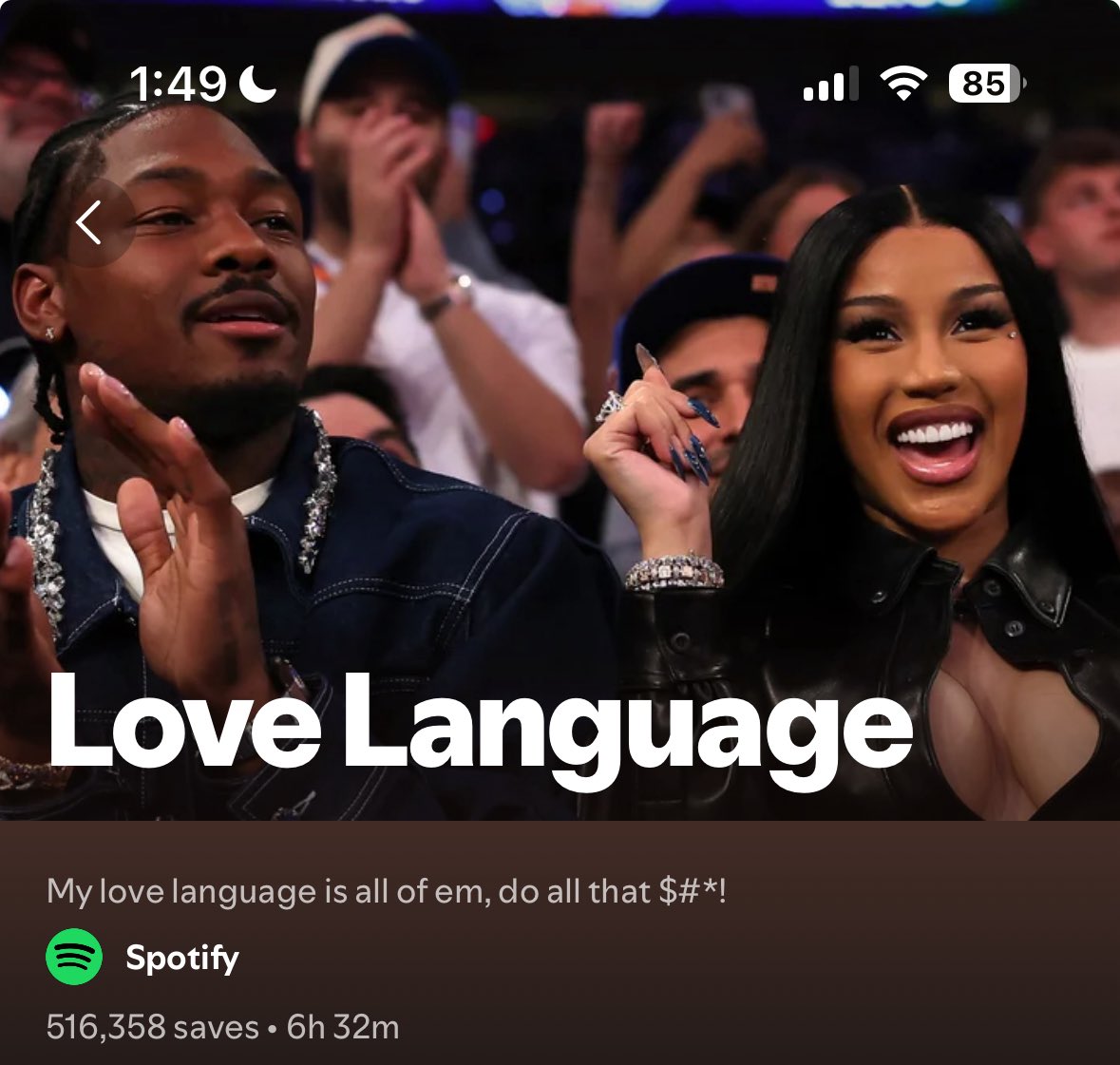 .<a href="/iamcardib/">Cardi B</a> is now the cover of <a href="/Spotify/">Spotify</a>’s “Love Language” Playlist.
