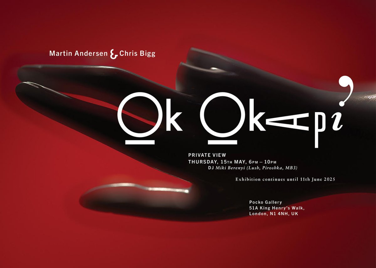 Me and Moose will be playing some records on Thurs at OK Okapi, Martin Andersen and Chris Bigg's upcoming exhibition at <a href="/pocko/">Хенд Уош</a> London

"This project brings together 27 years of shared language between us, visualising music."

Opening: 15 May, 6–10pm
Exhibition: 16 May – 11 June