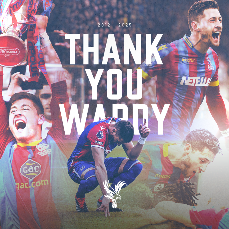CPFC's tweet photo. After 13 special years, Joel Ward will leave the club as a Palace hero.

Thank you, Wardy ❤️💙

#CPFC