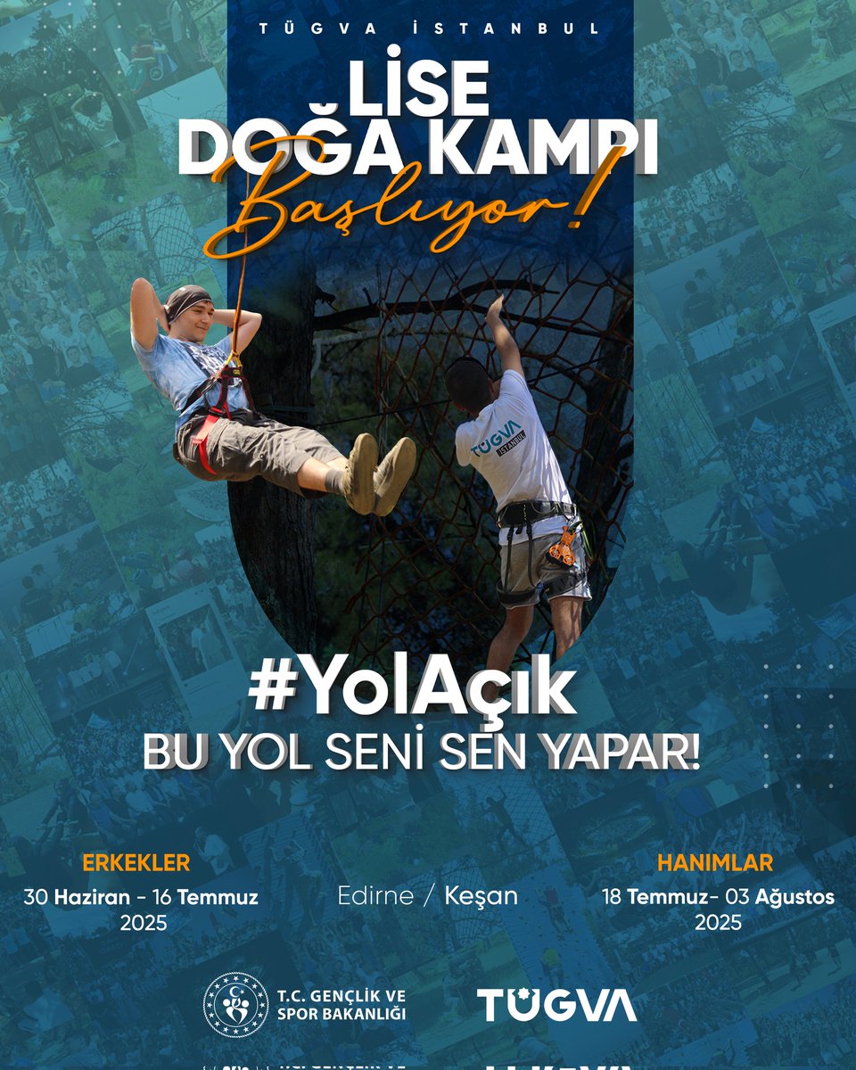 #TÜGVALise Doğa Kampı’nda; doğayla iç içe anlar, sağlam dostluklar, sınırsız heyecan seni bekliyor! 💥

Bu yaz yine aksiyon dolu anlar seni bekliyor!

📍Gökçetepe Tabiat Parkı
🔗l24.im/akQSTR