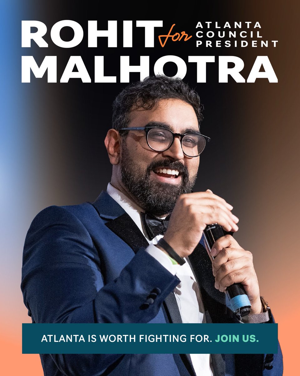 It’s official: I’m running for Atlanta City Council President in 2025. I believe the answer to bad national politics is good local policy. Let’s fight for bold, effective change—together.

Join us: bit.ly/RohitForAtlanta