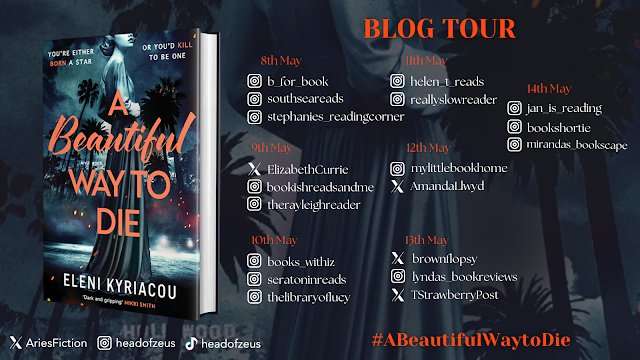 Sue at Brown Flopsy's Book Burrow ๐๐ (@brownflopsy) on Twitter photo Welcome to my stop on the #BlogTour for the gripping #ABeautifulWayToDie by <a href="/elenikwriter/">Eleni Kyriacou ๐ธ๐คโญ๏ธ</a>
Out now from <a href="/AriesFiction/">Aries Fiction</a>
Play their game.
Do what they say.
Or they will bury you.
brownflopsy.blogspot.com/2025/05/a-beauโฆ Welcome to my stop on the #BlogTour for the gripping #ABeautifulWayToDie by <a href="/elenikwriter/">Eleni Kyriacou ๐ธ๐คโญ๏ธ</a>
Out now from <a href="/AriesFiction/">Aries Fiction</a>
Play their game.
Do what they say.
Or they will bury you.
brownflopsy.blogspot.com/2025/05/a-beauโฆ