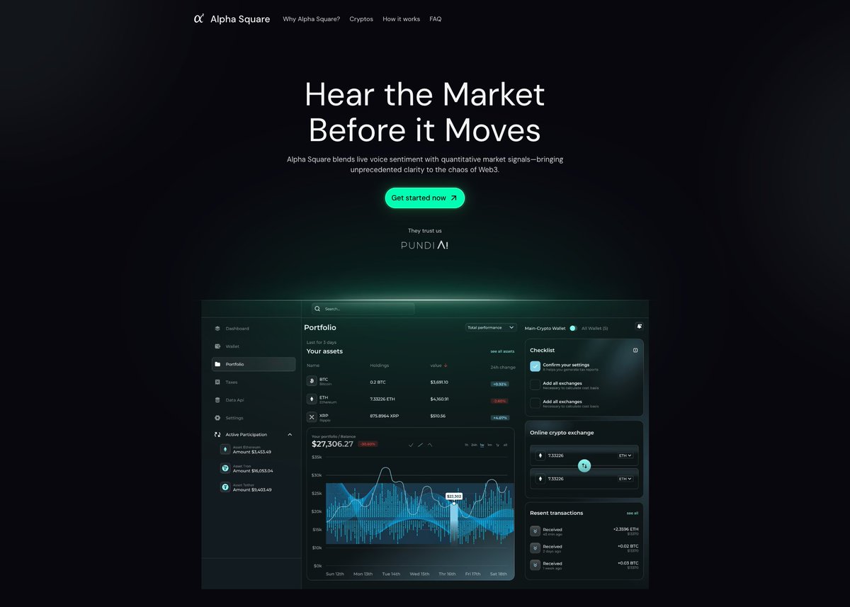 What's brewing from one of the winners of <a href="/PundiXLabs/">Pundi X Labs</a> <a href="/PundiAI/">Pundi AI</a> AI Pitch Fest?

<a href="/aisquarecorp/">AI Square</a> introducing #AlphaSquare (alpha) where human sentiment meets machine intelligence... 😉

Give it a go - alphasquare.framer.ai

Demo day coming on #SuperAI with <a href="/tgbeings/">The Generative Beings</a>!