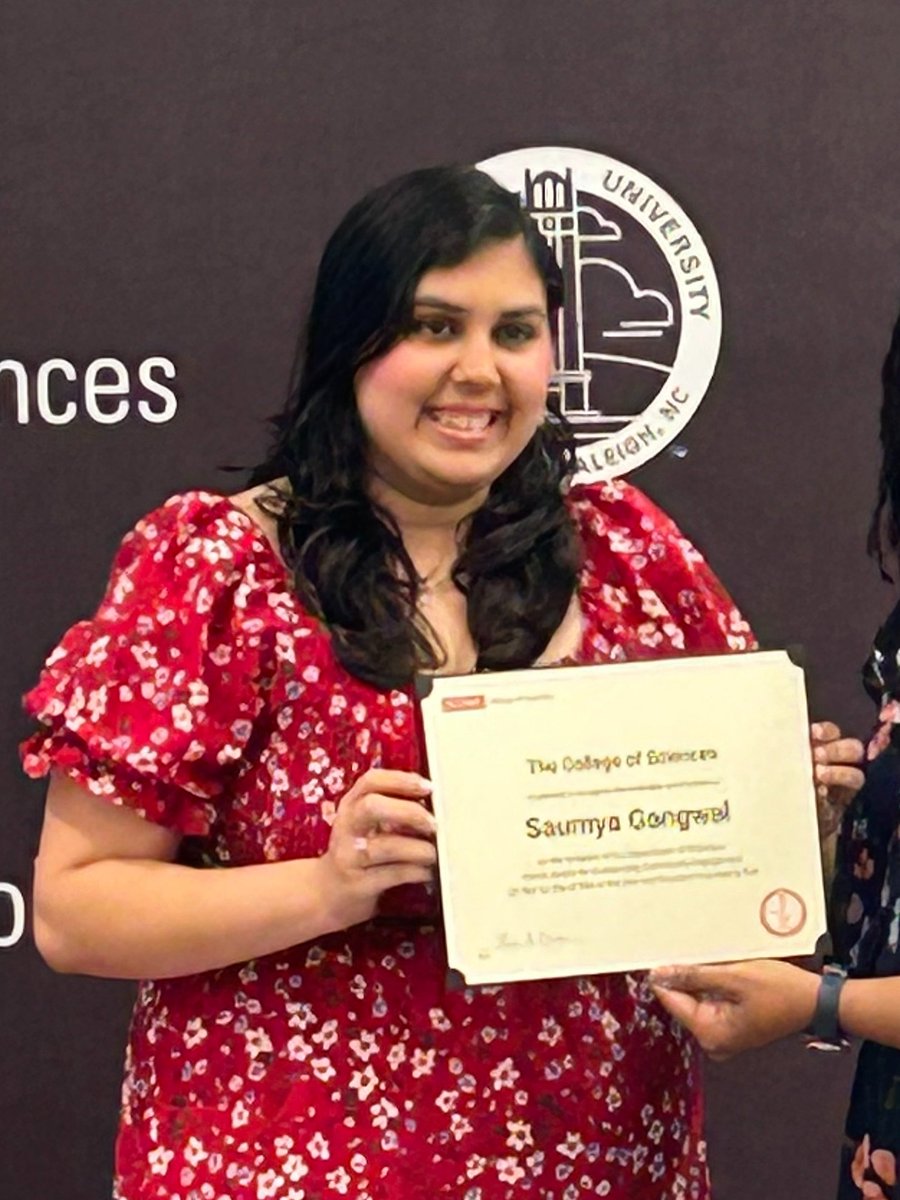 NCSU Statistics Dept (@ncsustatistics) on Twitter photo Congratulations to Saumya Gangwal who was recognized at the <a href="/NCStateSciences/">NC State Sciences</a> Senior Recognition Event on May 1st. Saumya won the Statistics Outstanding Community Engagement Award. Kudos Saumya! Congratulations to Saumya Gangwal who was recognized at the <a href="/NCStateSciences/">NC State Sciences</a> Senior Recognition Event on May 1st. Saumya won the Statistics Outstanding Community Engagement Award. Kudos Saumya!