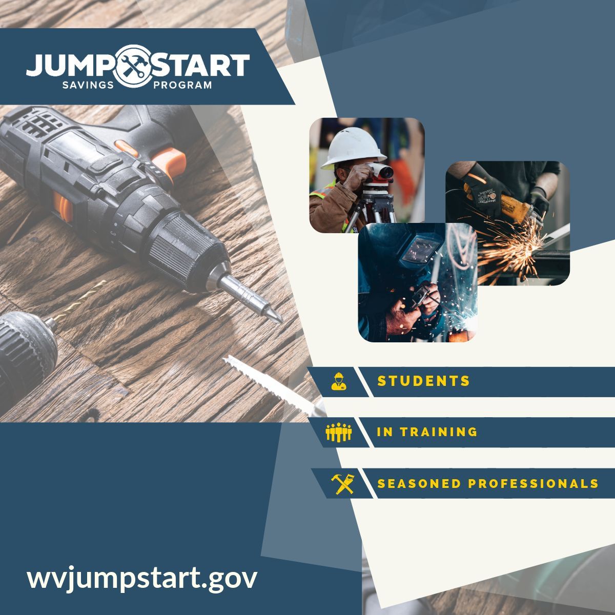 WVJumpstart's tweet image. Jumpstart savings accounts aren’t just for students. Skilled trade workers may qualify for an account years after completing their training. 

Find out if a Jumpstart account could work for you: buff.ly/MKAwvTS  

#WVJumpstart #BuildingASkilledWorkforce