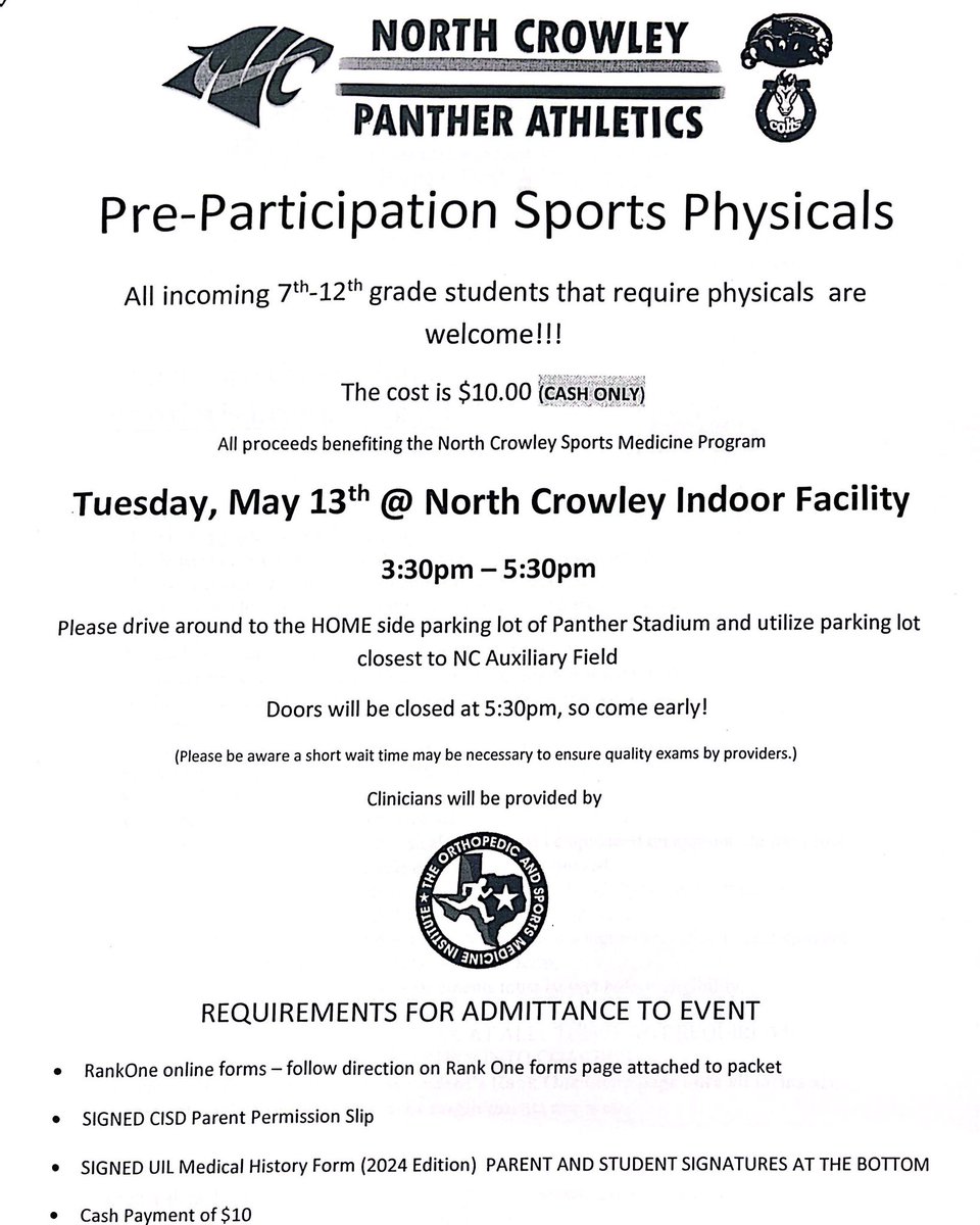 TODAY IS THE DAY!!!

💙Please make sure all requirements are met or you will not be admitted to event!! 
💙It is going to be HOT!! Please be patient and bring water bottles as there will be a short wait to see providers. 
💙Doors close at 5:30!!
