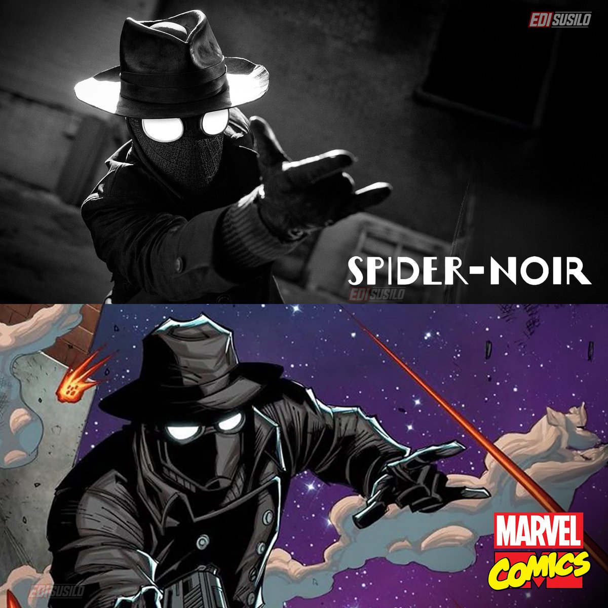 edisusilo21's tweet photo. Spider-Man Noir in Comics vs Live Action ◼️◻️

#SpiderNoir
#marvelcomics 
#SpiderManNoir 
#NicolasCage https://t.co/TOyfPgJodg
