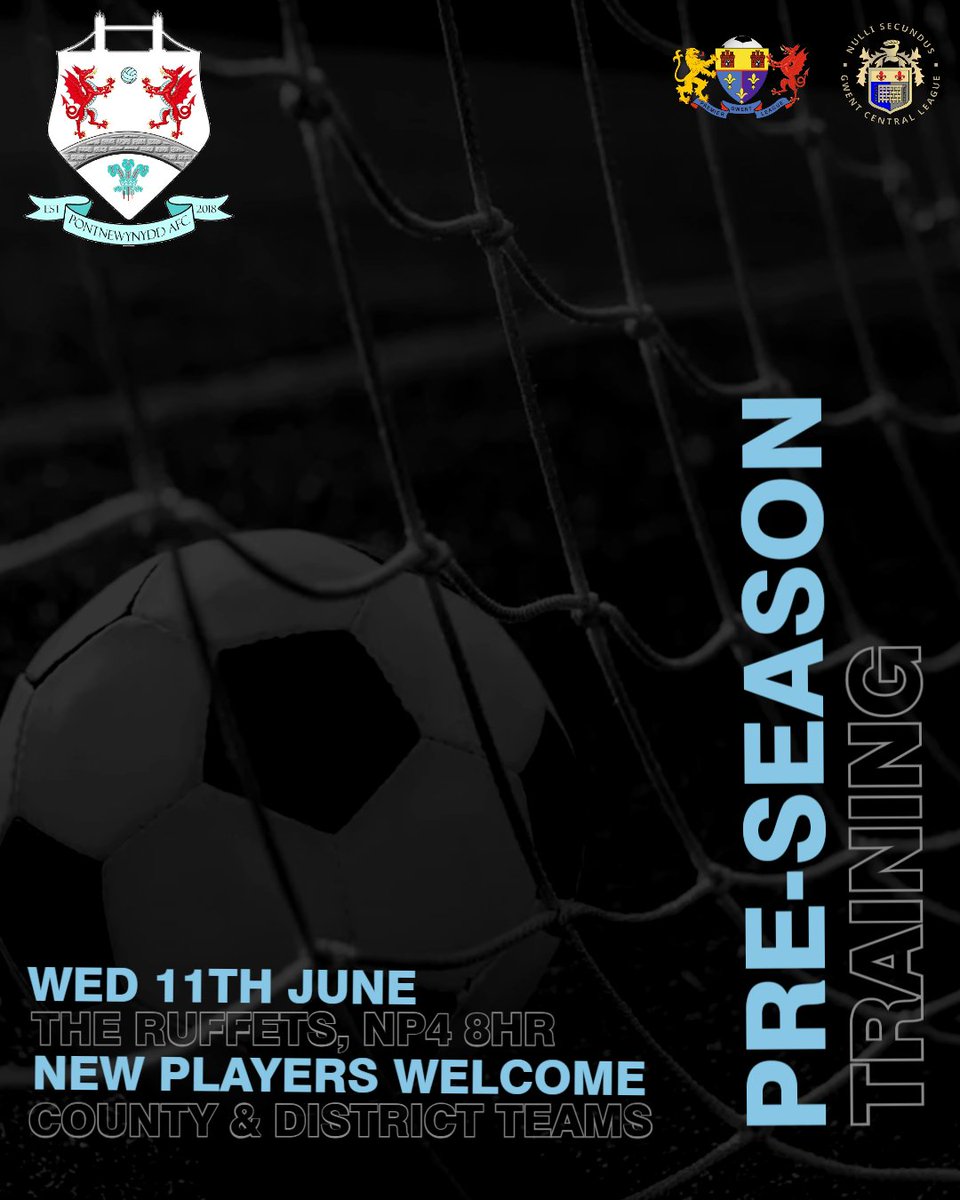 🚨 Pre-season is back!
📅 Wed June 11 | 🕡 6:30PM
📍 The Ruffets, NP4 8HR
Pontnewynydd AFC welcomes new &amp; returning players.

💥 Sides in Gwent County &amp; District
🏃‍♂️ Wed training | 📅 Sat friendlies
✅ Certified coaches | 🛡️ Fully insured

💬 DM us for details
#Pontdragons