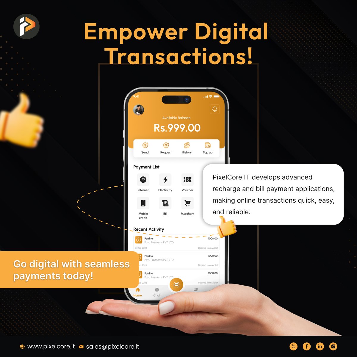 Pixelcoreit's tweet image. Empower Digital Transactions!

PixelCore IT develops advanced recharge and bill payment applications, making online transactions quick, easy, and reliable.
tinyurl.com/3reszcfk

#DigitalPayments #RechargeSolutions #PixelCoreIT #OnlineTransactions