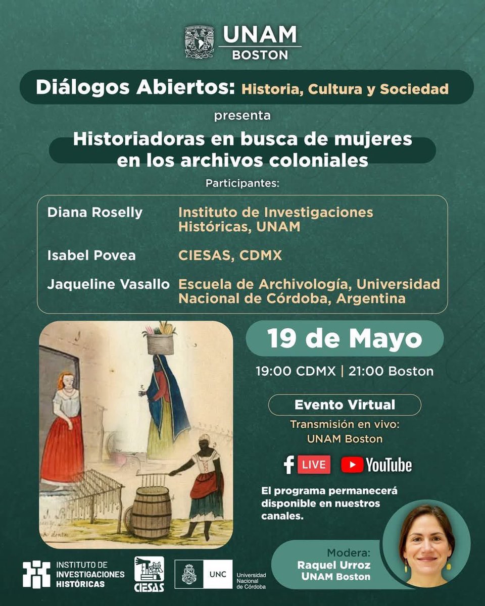 Amo_elCafe's tweet image. Agenden, próximo lunes 19 de mayo: 
Historiadoras en busca de mujeres en los archivos coloniales. 
#Archivos 
🗓️